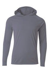 A4 Cooling Performance Long Sleeve Hooded Tee - Graphite - S